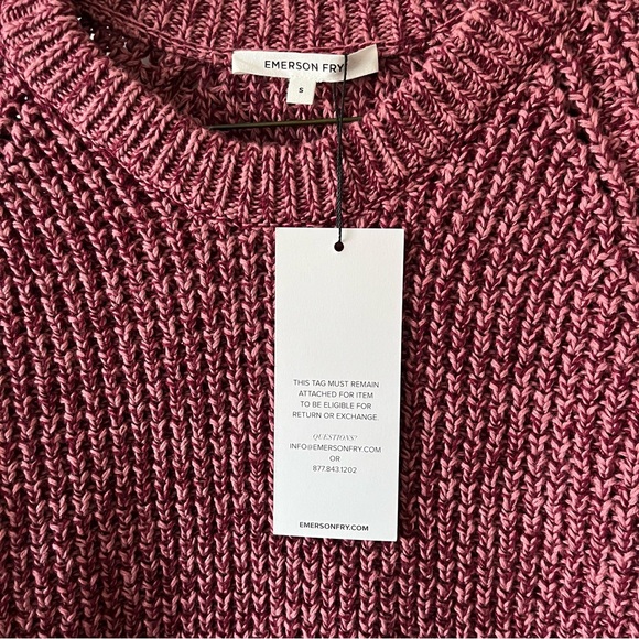 NWT Emerson Fry Ryan Heavy Sweater in Marled Dusty Rose & Merlot, Size Small - Picture 8 of 9